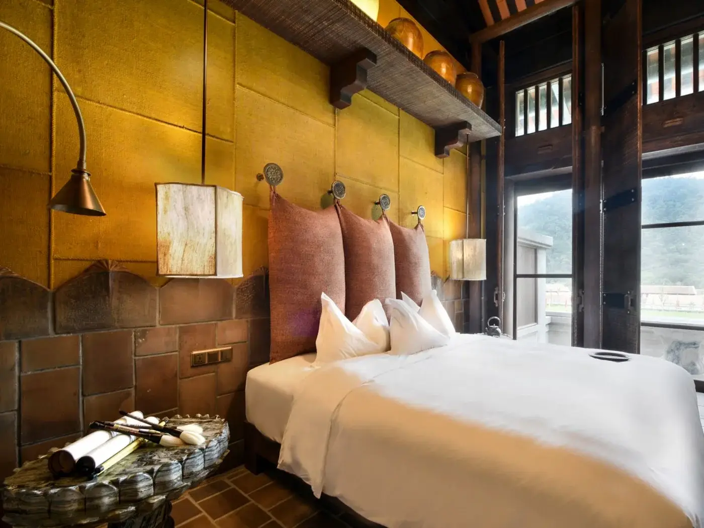 Official MGallery photograph of a Deluxe King Room with forest view at Legacy Yên Tử