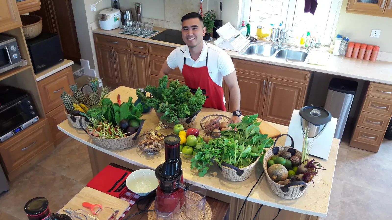 Fresh vegetables being prepared for a guided fasting retreat