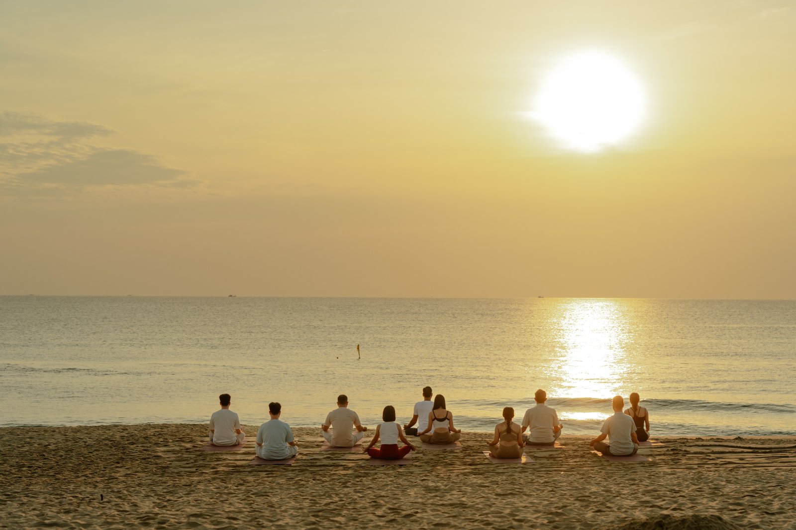 The quiet coastline at sunrise in Da Nang